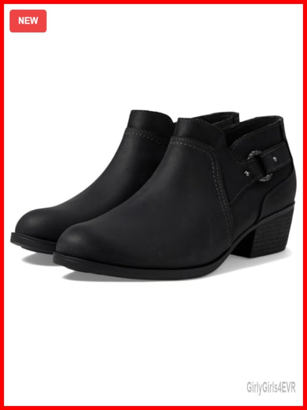 Clarks Charlten Grace Leather Ankle Bootie Block Heel Casual Boot